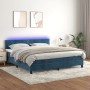 Letto a Molle con Materasso e LED Blu Scuro 180x200 cm