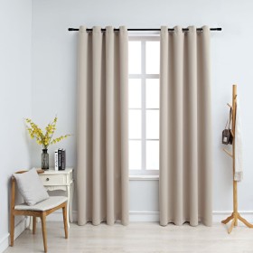 Tende Oscuranti con Anelli in Metallo 2 pz Beige 140x175 cm