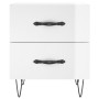 Comodino Bianco Lucido 40x35x47,5 cm in Legno Multistrato