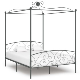 Letto a Baldacchino Grigio in Metallo 180x200 cm