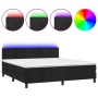 Letto a Molle con Materasso e LED Nero 160x200 cm in Velluto