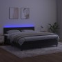 Letto a Molle con Materasso e LED Nero 160x200 cm in Velluto