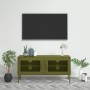 Mobile TV Verde Oliva 105x35x50 cm in Acciaio