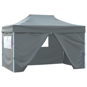 Gazebo Professionale Pieghevole 4 Pareti 3x4m Acciaio Antracite