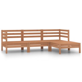 Set Divani da Giardino 4 pz in Legno Massello di Pino Miele