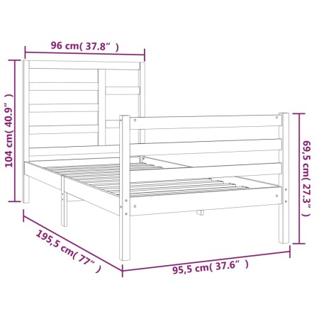 Giroletto Bianco in Legno Massello 90x190 cm Single