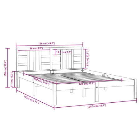 Giroletto Bianco in Legno Massello 120x190 cm Small Double