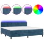 Letto a Molle con Materasso e LED Blu Scuro 200x200 cm