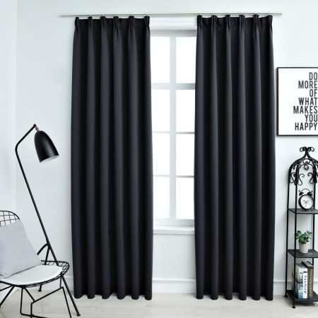 Tende Oscuranti con Ganci 2 pz Nere 140x245 cm