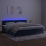 Letto a Molle con Materasso e LED Blu Scuro 200x200 cm