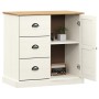 Credenza Cassetti VIGO Bianco 78x40x75 cm Legno Massello Pino