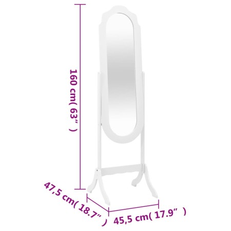 Specchio Autoportante Bianco 45,5x47,5x160 cm Legno Multistrato