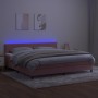 Letto a Molle con Materasso e LED Rosa 200x200 cm in Velluto