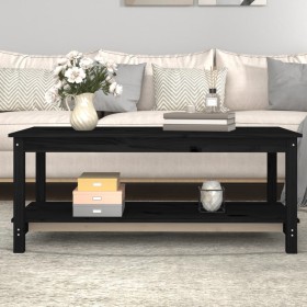 Tavolino da Salotto Nero 110x55x45 cm Legno Massello di Pino