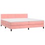 Letto a Molle con Materasso e LED Rosa 200x200 cm in Velluto