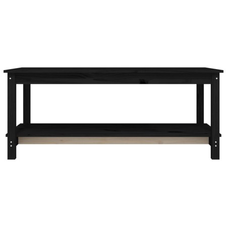 Tavolino da Salotto Nero 110x55x45 cm Legno Massello di Pino