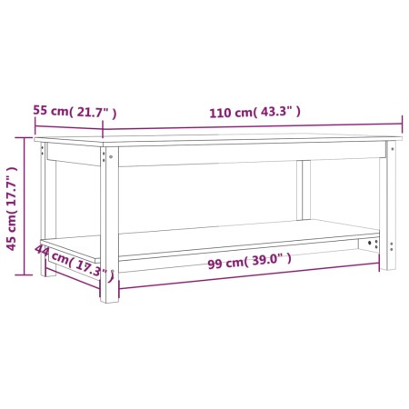 Tavolino da Salotto Nero 110x55x45 cm Legno Massello di Pino