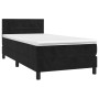 Letto a Molle con Materasso e LED Nero 90x190 cm in Velluto