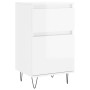 Credenza Bianco Lucido 40x35x70 cm in Legno Multistrato