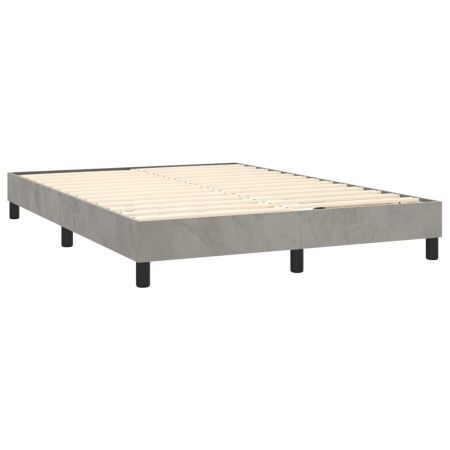 Letto a Molle Materasso e LED Grigio Chiaro 140x200 cm Velluto