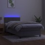 Letto a Molle Materasso e LED Grigio Chiaro 90x190 cm Velluto