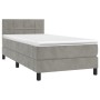 Letto a Molle Materasso e LED Grigio Chiaro 90x190 cm Velluto