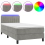 Letto a Molle Materasso e LED Grigio Chiaro 90x200 cm Velluto