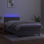 Letto a Molle Materasso e LED Grigio Chiaro 90x200 cm Velluto