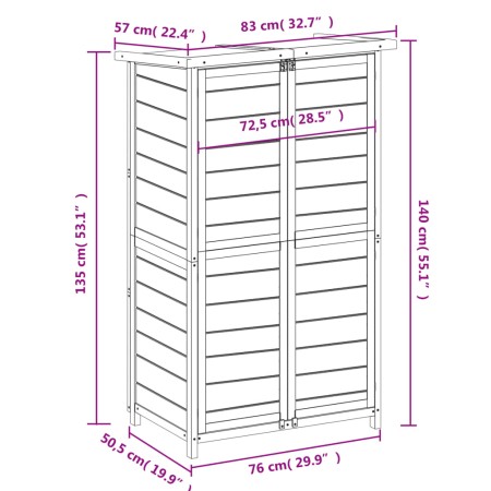 Rimessa da Giardino Grigia 83x57x140 cm Legno Massello di Pino