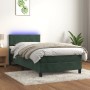 Letto a Molle con Materasso e LED Verde Scuro 100x200cm Velluto