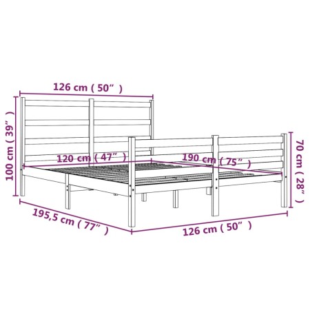 Giroletto Bianco Legno Massello di Pino 120x190cm Small Double