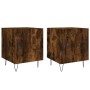 Comodini 2 pz Rovere Fumo 40x40x50 cm in Legno Multistrato