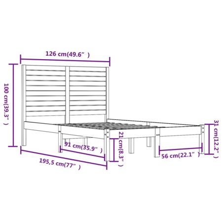 Giroletto in Legno Massello 120x190 cm Small Double