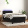 Letto a Molle con Materasso e LED Nero 100x200 cm in Velluto