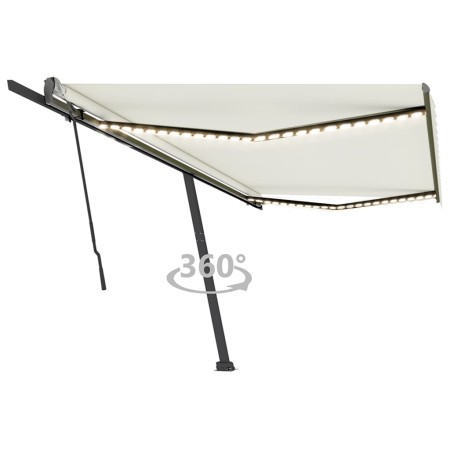 Tenda da Sole Retrattile Manuale LED 500x350 cm Crema