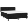 Letto a Molle con Materasso e LED Nero 140x190 cm in Velluto