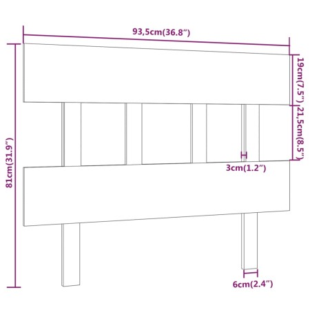 Testiera per Letto Miele 93,5x3x81 cm in Legno Massello di Pino