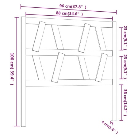 Testiera per Letto Miele 96x4x100 cm in Legno Massello di Pino