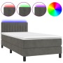 Letto a Molle con Materasso e LED Grigio Scuro 80x200cm Velluto