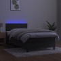 Letto a Molle con Materasso e LED Grigio Scuro 80x200cm Velluto