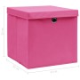 Scatole Portaoggetti con Coperchi 10pz Rosa 32x32x32 cm Tessuto