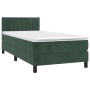 Letto a Molle con Materasso e LED Verde Scuro 80x200cm Velluto