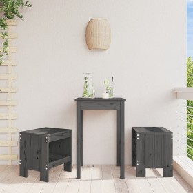 Sgabelli da Giardino 2pz Grigi 40x36x45cm Legno Massello Pino