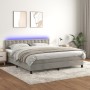 Letto a Molle Materasso e LED Grigio Chiaro 160x200 cm Velluto