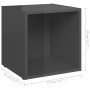 Mobile Porta TV Grigio Lucido 37x35x37 cm in Legno Multistrato