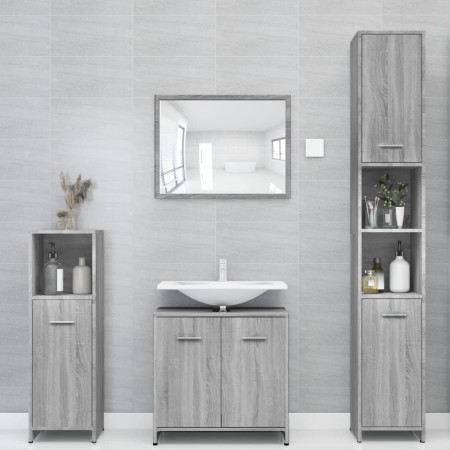 Armadietto Bagno Grigio Sonoma 30x30x183,5 cm Legno Multistrato