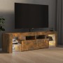 Mobile Porta TV con Luci LED Rovere Fumo 60x38,5x48 cm