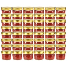 Vasi per Marmellata in Vetro Coperchio Oro 48 pz 110 ml