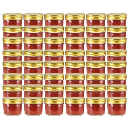 Vasi per Marmellata in Vetro Coperchio Oro 48 pz 110 ml