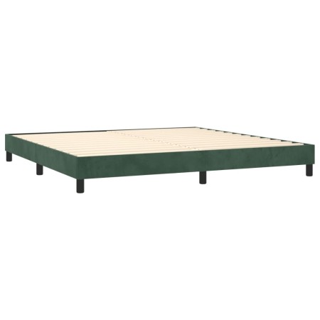 Letto a Molle con Materasso e LED Verde Scuro 200x200cm Velluto